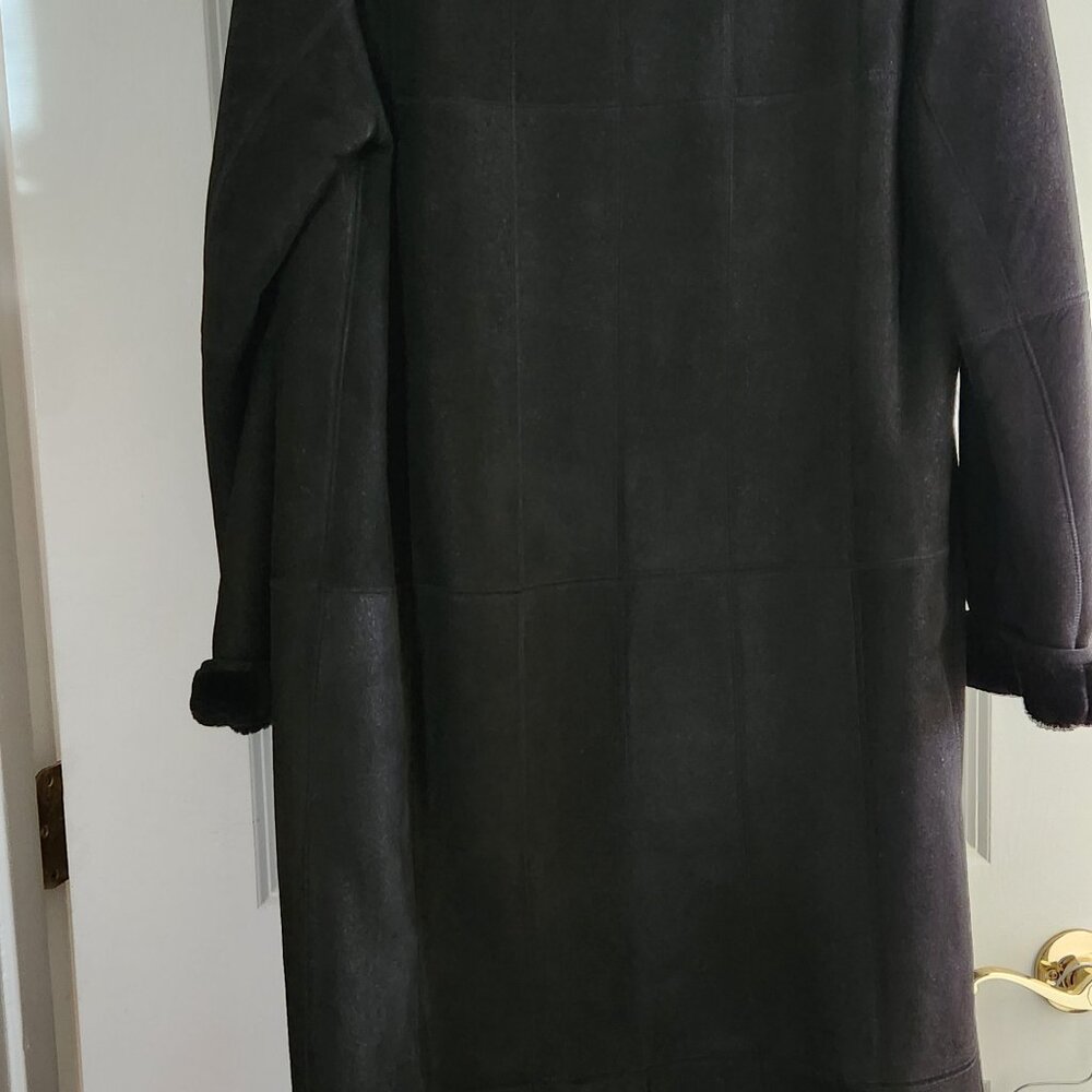 Black Full Length Shearling Coat - image 6